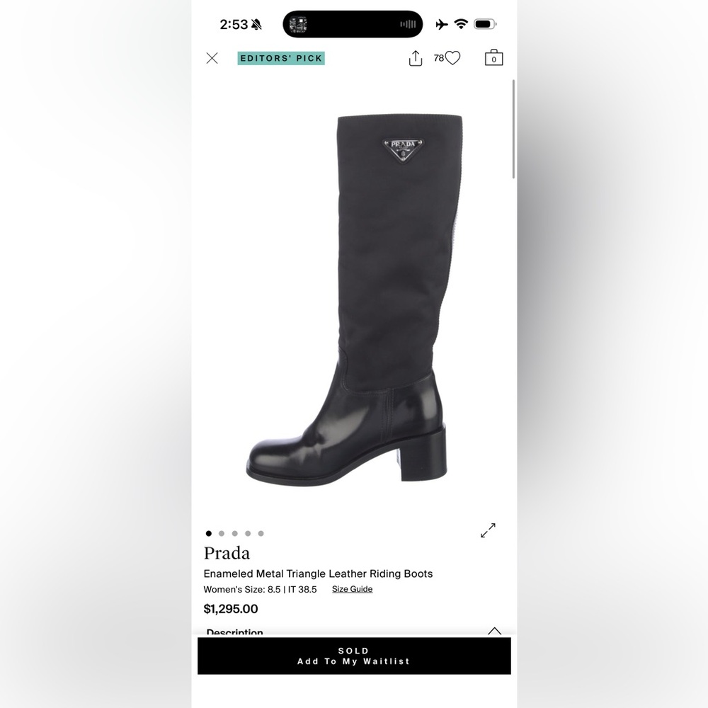 Prada Black Leather Heeled Boots